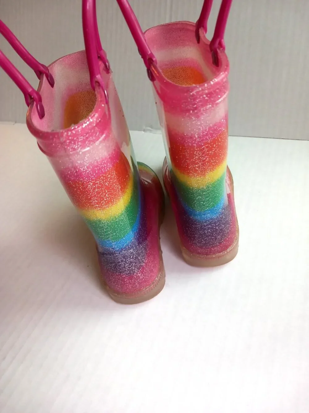 Toddler Size 7 - Rainbow Rain Boots with handles